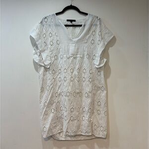 BCBGMaxAzria White Eyelet Tunic Top